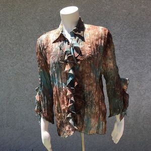 Vintage top by Piano 3/4 sleeve multicolored top